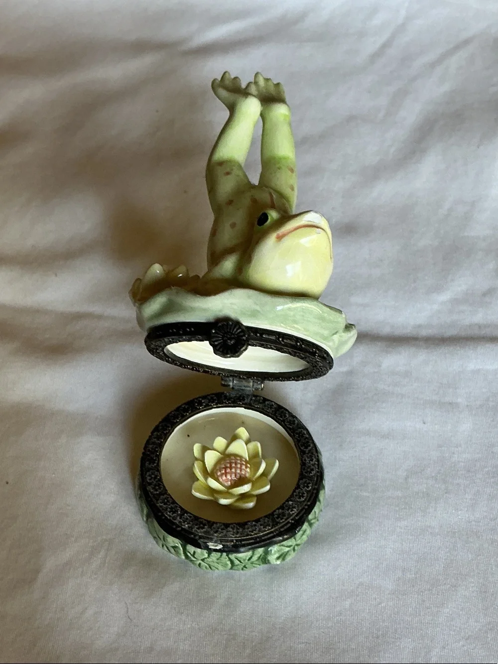 Mud Pie Green Ceramic Frog Trinket Dish